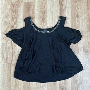 Black Cut Out Relaxed Blouse